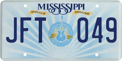 MS license plate JFT049