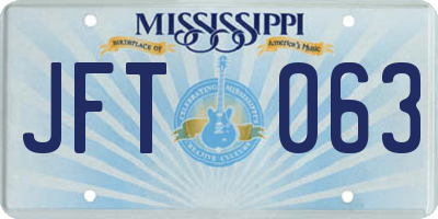 MS license plate JFT063