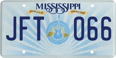 MS license plate JFT066