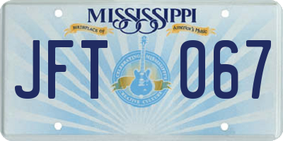 MS license plate JFT067
