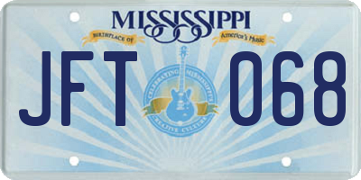 MS license plate JFT068