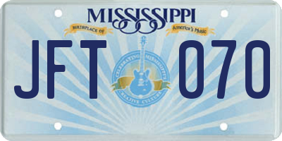 MS license plate JFT070