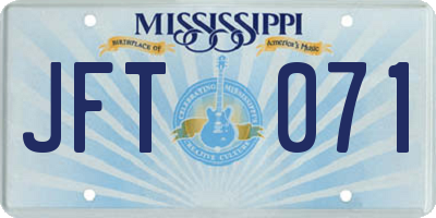 MS license plate JFT071