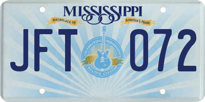 MS license plate JFT072