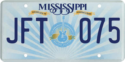 MS license plate JFT075