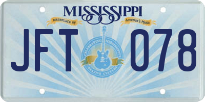 MS license plate JFT078