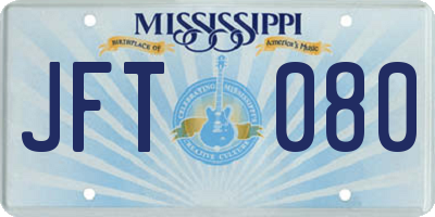 MS license plate JFT080