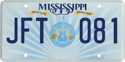 MS license plate JFT081