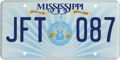 MS license plate JFT087