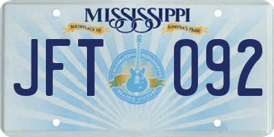 MS license plate JFT092