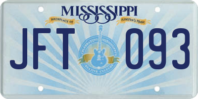 MS license plate JFT093