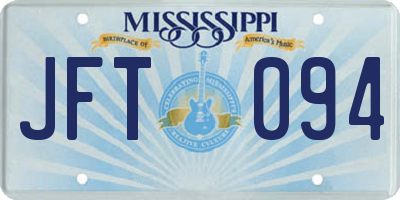 MS license plate JFT094