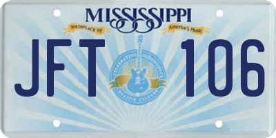 MS license plate JFT106