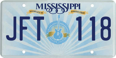 MS license plate JFT118