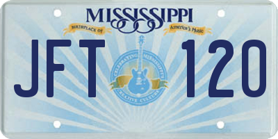 MS license plate JFT120