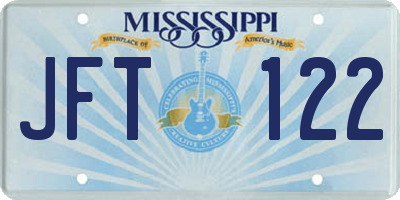 MS license plate JFT122