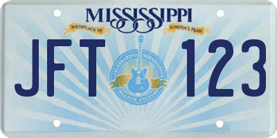 MS license plate JFT123