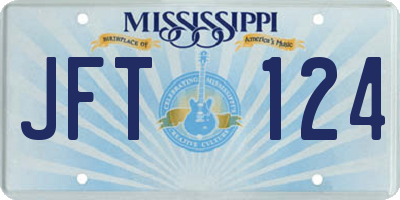 MS license plate JFT124