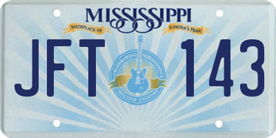MS license plate JFT143