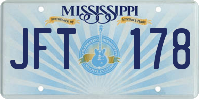 MS license plate JFT178