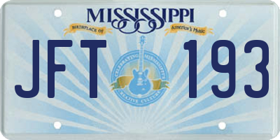 MS license plate JFT193
