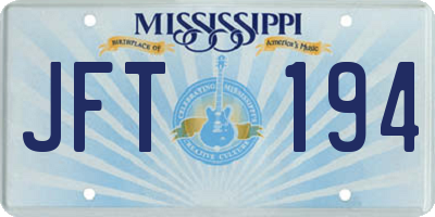 MS license plate JFT194