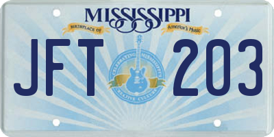 MS license plate JFT203