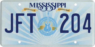 MS license plate JFT204