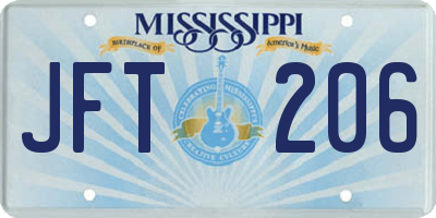 MS license plate JFT206