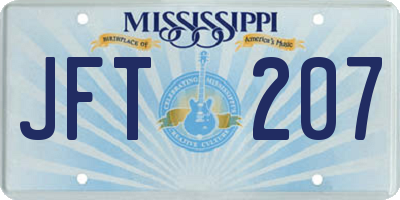 MS license plate JFT207