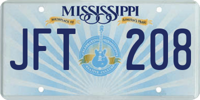MS license plate JFT208