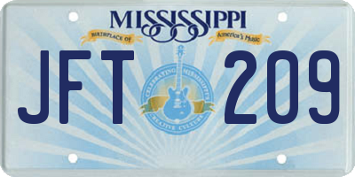 MS license plate JFT209
