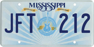 MS license plate JFT212