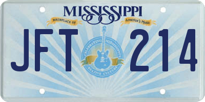 MS license plate JFT214