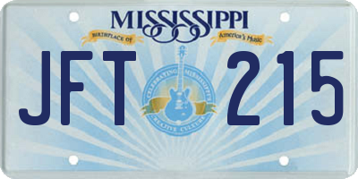 MS license plate JFT215