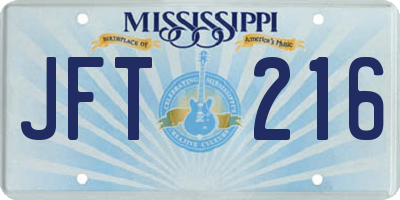 MS license plate JFT216