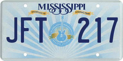MS license plate JFT217