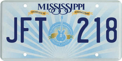 MS license plate JFT218