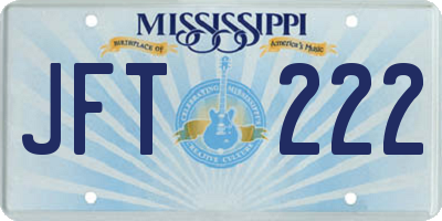 MS license plate JFT222