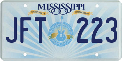 MS license plate JFT223