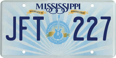 MS license plate JFT227