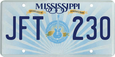 MS license plate JFT230