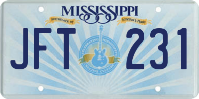 MS license plate JFT231