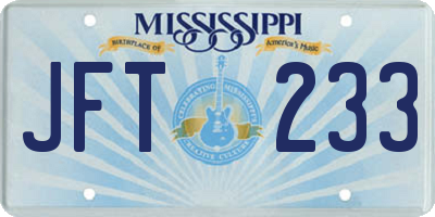 MS license plate JFT233