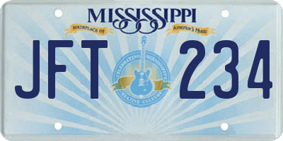 MS license plate JFT234