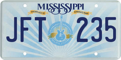 MS license plate JFT235