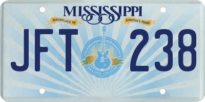 MS license plate JFT238