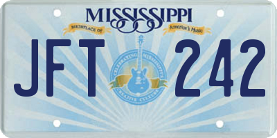 MS license plate JFT242