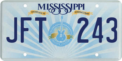 MS license plate JFT243