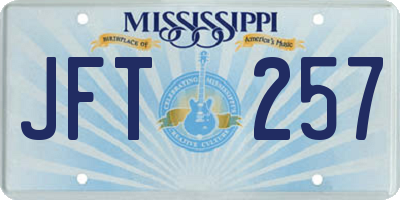 MS license plate JFT257